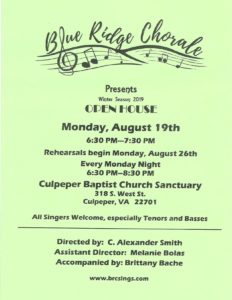 Blue Ridge Chorale Open House – Winter Season 2019