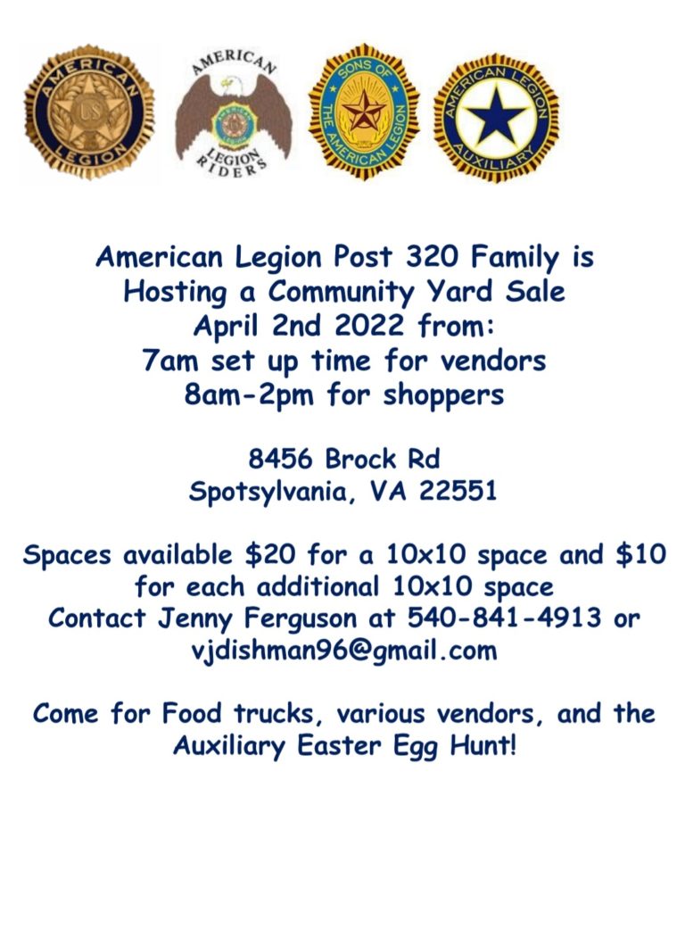 American Legion Post 320 Yard Sale and Easter Egg Hunt