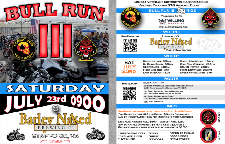 Combat Vets Motorcycle Association 27-2 Bull Run III Rally