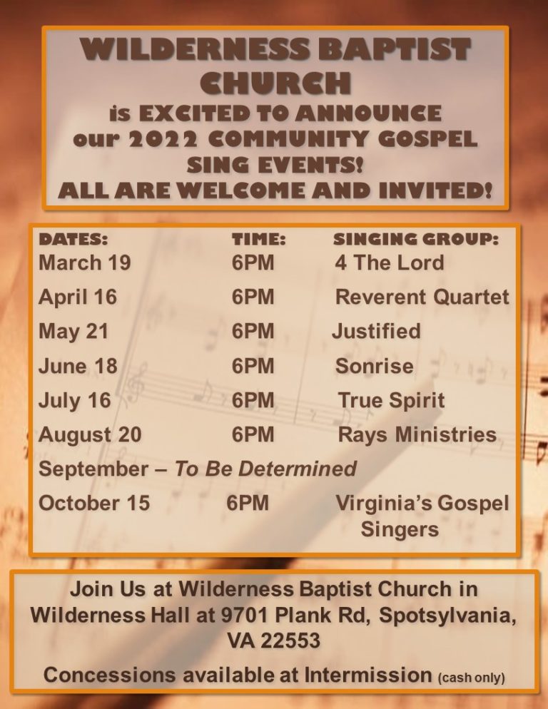 2022 Community Gospel Sing Event at Wilderness Baptist Church