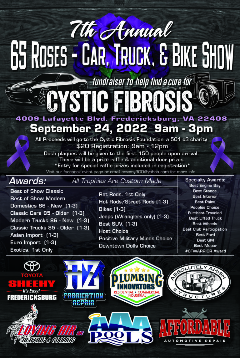 7th Annual 65 Roses Car, Truck, Bike Show Benefiting Cystic Fibrosis