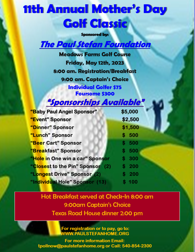 Paul Stefan Home Annual Golf Tournament Fundraiser