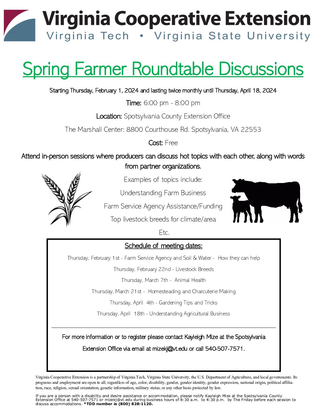 Spring Farmer Roundtable Discussions